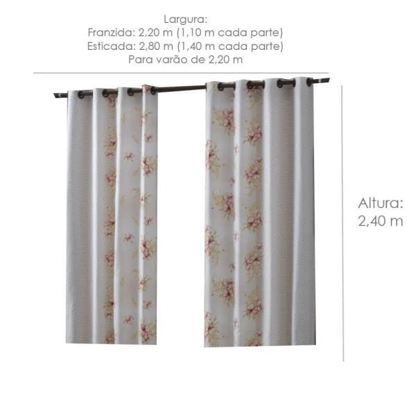Cortina para Sala Blackout Estampada 2,20 x 2,40 M com Ilhos Aracaju Sultan - 3