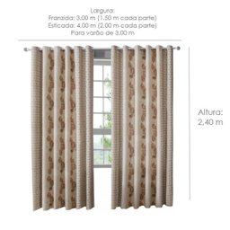 Cortina para Sala Estampada Com Ilhos 3,00 x 2,40 m Curitiba Sultan - 3