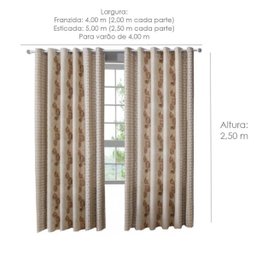 Cortina para Sala Estampada Com Ilhos 4,00 x 2,50 m Curitiba Sultan - 3