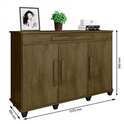 Buffet 3 Portas 1 Gaveta 5 Prateleiras Rubi - 4