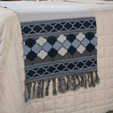 Ver imagem 3 de Kit 5 Peças Peseira Casal Padrão e Queen com Almofadas Cheias Dupla Face Grécia Jacquard Cor Azul