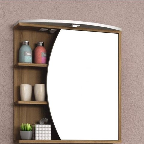 Espelheira para Banheiro com Led 1 Porta 3 Prateleiras Duna Móveis Bosi