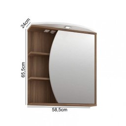 Espelheira para Banheiro com Led 1 Porta 3 Prateleiras Duna Móveis Bosi - 2