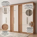 Ver imagem 5 de Guarda-Roupa Casal 7 Portas 8 Gavetas Freijó/Areia Off White 233 x 270cm Yescasa Absolut New