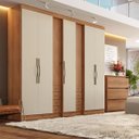 Ver imagem 1 de Guarda-Roupa Casal 7 Portas 8 Gavetas 270x55x230cm Absolut New Off White Freijó/Areia
