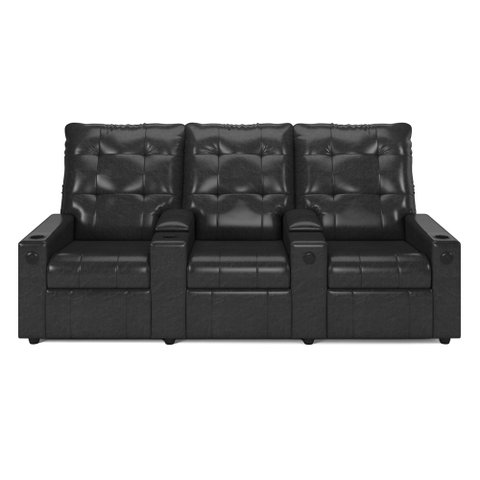 Poltrona Reclinável para Cinema Parma 3 Lugares Baú Usb Pu Preto Brilho Fh1 - D'Rossi