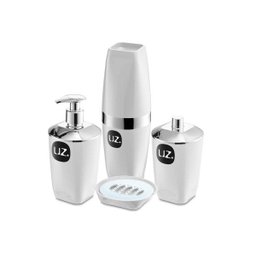 Kit Higiene Banheiro 4 Peças Porta Escova Sabonete Líquido Porta Algodão E Saboneteira Premium - 1