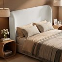 Ver imagem 2 de Cabeceira para Cama Box Casal Padrão Liah 140cm Bouclê Branco - Abmaza