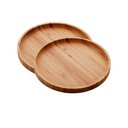 Ver imagem 1 de Kit com 2 Bandejas de Bambu Redonda Petisqueira Decorar 20cm