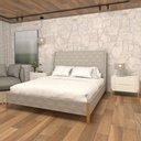 Ver imagem 5 de Cama com Cabeceira Queen sob Medida e 2 Mesas 100% Mdf Cor:linho Lincoln Amêndoa com Grigio