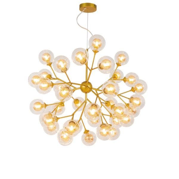 Lustre Pendente Dourado 70cm 36 Cúpulas Soquete G9 Bivolt