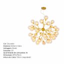 Ver imagem 7 de Lustre Pendente Dourado 70cm 36 Cúpulas Soquete G9 Bivolt