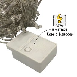 Pisca Pisca com 100 Leds de 9 Metros com 8 Funções - 127v Branco Frio - 4