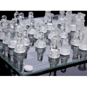 Jogo de Xadrez Tabuleiro Vidro Transparente 25x25 cm
