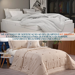 Colcha Queen Size Brianna 200 Fios Bordado Super Luxuoso Botao:caqui - 4