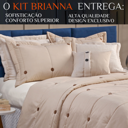 Colcha Queen Size Brianna 200 Fios Bordado Super Luxuoso Botao:caqui - 2
