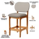 Ver imagem 4 de Kit 04 Banquetas Baixa Bar Cozinha Sala Jantar Fixa Betta L02 Imbuia Linho Bege - Lyam Decor Banquet