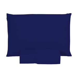 Kit Jogo de Lençol Solteiro 2 Peças 400 Fios Poliéster Infantil com Elástico:azul Marinho