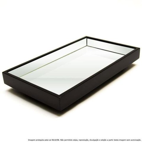 Bandeja Decorativa Espelhada em Laca Preta