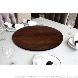 Prato Giratório Centro De Mesa Madeira Castanho 80cm - 4