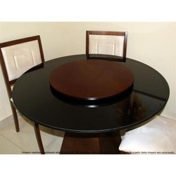 Prato Giratório Centro De Mesa Madeira Castanho 80cm - 3