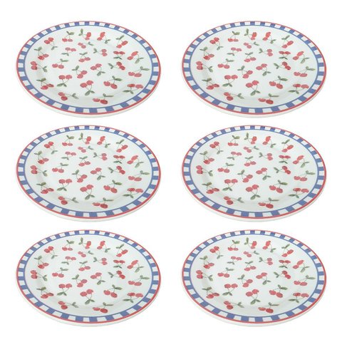 Prato de Sobremesa de Cerâmica Donna Jardim de Cerejas 18cm 6 Unidades - Biona 149874