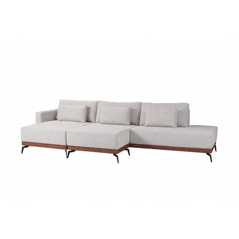 Sofá Modulado Moderno c/ Chass 3,30 m Tóqui:Prata/Linho