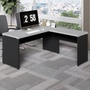 Ver imagem 1 de Escrivaninha L Escritório 1,50m X 1,50m Pés Painel F5 Office Cor:cinza Sagrado com Preto