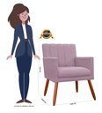 Ver imagem 3 de Kit 2 Poltronas Decorativa Cecília Suede Rosê Pés Madeira Ms Decor