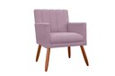 Ver imagem 2 de Kit 2 Poltronas Decorativa Cecília Suede Rosê Pés Madeira Ms Decor