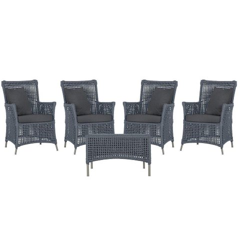 4 Poltronas e 1 Mesa Igapó Alumínio Fendi Corda Náutica E11 Prata