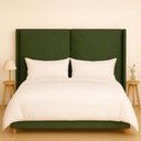 Ver imagem 1 de Cabeceira Cama Queen 176 Cm Estofada Linho ou Veludo Editável Cor:linho Moderno Verde