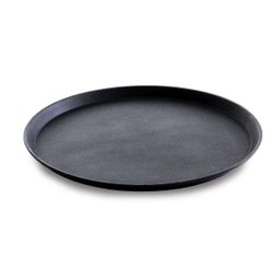 Bandeja Redonda Antiderrapante Garçom para Servir Preta 40cm - 2