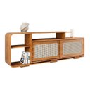 Ver imagem 3 de Rack para TV até 75 Polegadas 2 Portas Palinha 180cm Santorini Marrom Mel/Palha Natural