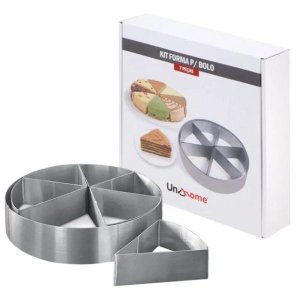 Forma Bolos e Tortas 06 Fatias Mais Aro Aço Inox Removivel
