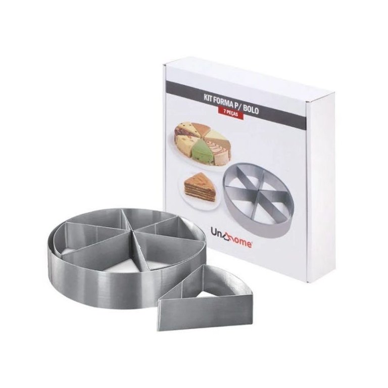 Forma Bolos e Tortas 06 Fatias Mais Aro Aço Inox Removivel