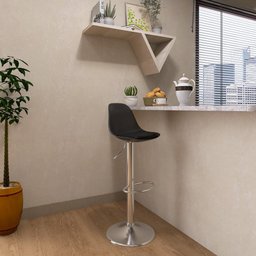 Banqueta Alta Base Giratória com Encosto e Regulagem de Altura Leda - Preto - 2