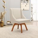 Ver imagem 2 de Kit 4 Cadeiras Decorativas Sala de Jantar Base Giratória de Madeira Firenze PU Bege/Natural G19 - Gr