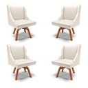 Ver imagem 1 de Kit 4 Cadeiras Decorativas Sala de Jantar Base Giratória de Madeira Firenze PU Bege/Natural G19 - Gr