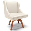 Ver mais imagens de Kit 4 Cadeiras Decorativas Sala de Jantar Base Giratória de Madeira Firenze PU Bege/Natural G19 - Gr