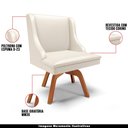 Ver imagem 4 de Kit 4 Cadeiras Decorativas Sala de Jantar Base Giratória de Madeira Firenze PU Bege/Natural G19 - Gr