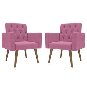 Kit 2 Poltronas Thais Premium: Suede/rosa