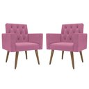 Ver imagem 1 de Kit 2 Poltronas Thais Premium: Suede/rosa