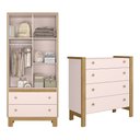 Ver imagem 3 de Quarto de Bebê Completo com Berço Slim Cômoda e Roupeiro Flora Rosa Qmovi + Colchão Gazin