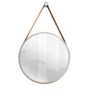 Ver imagem 1 de Espelho Decorativo Adnet Cinza Alça Corino Caramelo 60cm Redondo