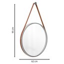 Ver imagem 2 de Espelho Decorativo Adnet Cinza Alça Corino Caramelo 60cm Redondo