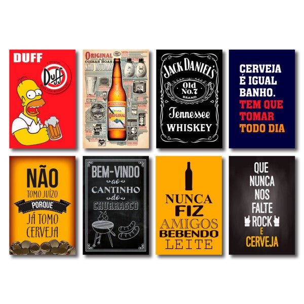 Kit Placas Decorativas Top Bebidas Mdf - 8 Placas