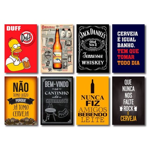 Kit Placas Decorativas Top Bebidas Mdf - 8 Placas