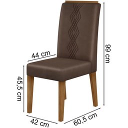 Conj Sala Jantar 170x90 Kiyas Freijo Off White Veludo Moca DJ Moveis - 4