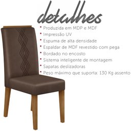 Conj Sala Jantar 170x90 Kiyas Freijo Off White Veludo Moca DJ Moveis - 6